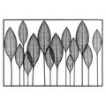 Urban Trends Collection Metal Wall Art of Leaves with Frame in Landscape Orientation Metallic  Black 36184